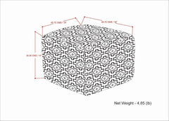 Briella Square Woven Outdoor / Indoor Pouf - Grey / White