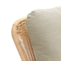 Contemporary Minimalist Beige Wicker Rocking Chair with Soft Cushions