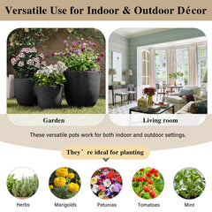 U_Style Lightweight Matte Textured MGO Flower Pot Set of 3