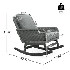Contemporary Minimalist Wicker Rocking Chair With Soft Cushions
