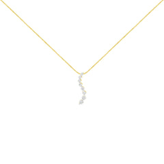 14k Yellow Gold 3.0 cttw Baguette and Brilliant Round-Cut Diamond Journey 18" Pendant Necklace (I-J Color, I2-I3 Clarity)