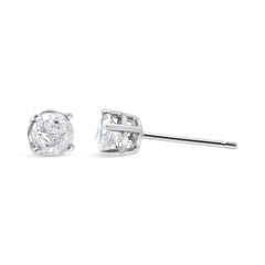 14K White Gold 3/4 Cttw Lab Grown Diamond 4-Prong Classic Stud Earrings (F-G Color, VS2-SI1 Clarity)
