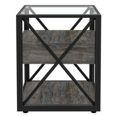 Set of 2 Modern End Tables with Drawer - Nightstand
