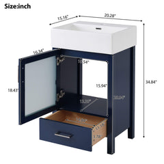 Alora 20-Inch Modern Bathroom Vanity With Ceramic Sink And Storage Cabinet (SAK39851)