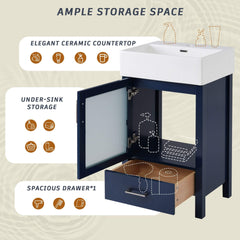 Alora 20-Inch Modern Bathroom Vanity With Ceramic Sink And Storage Cabinet (SAK39851)