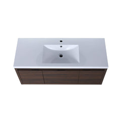 Alora Floating Walnut Bathroom Vanity With Resin Sink Soft Close Doors (SAK62941)