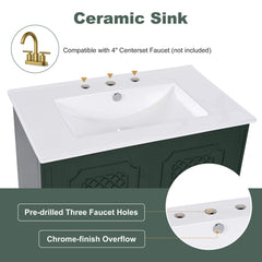 Alora 60-Inch Green Vintage Double Sink Vanity With Cabinets And Drawers (SAK19524)