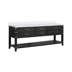 Alora 84-Inch Black Oak Double Bathroom Vanity With White Quartz Top (SAK43761)