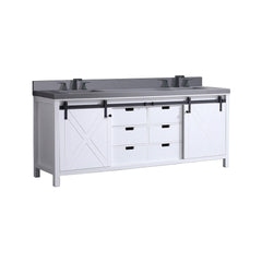 Alora White Bathroom Vanity With Gray Quartz Top And Faucet Set (SAK19470)