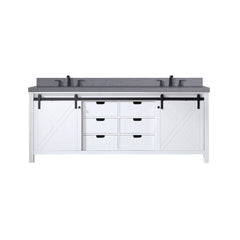 Alora White Bathroom Vanity With Gray Quartz Top And Faucet Set (SAK19470)
