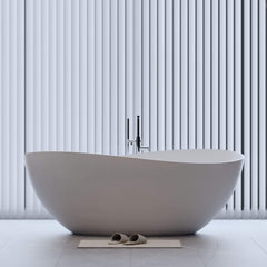 Alora Luxury 63-Inch Matte White Freestanding Soaking Bathtub With Overflow And Pop-Up Drain (SAK56140)
