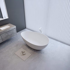 Alora Luxury 63-Inch Matte White Freestanding Soaking Bathtub With Overflow And Pop-Up Drain (SAK56140)