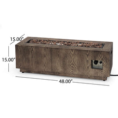 Alora 48-Inch Modern 50K BTU Outdoor Rectangular Propane Gas Fire Pit With Lava Rocks (SAK82521)