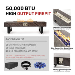 Alora 54-Inch Modern Outdoor Propane Fire Pit Table With Waterproof Cover (SAK42628)