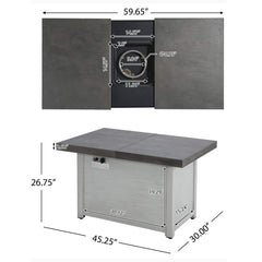 Alora Premium 50K BTU Rectangle Outdoor Aluminum Fire Pit Table (SAK70248)