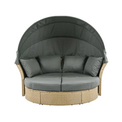 Alora Premium Outdoor Garden Wicker Rattan Patio Daybed With Retractable Canopy (SAK43581)
