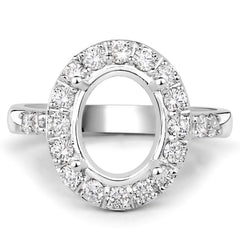 0.60 Carat Genuine White Diamond 14K White Gold Semi Mount Ring - holds 10x8mm Oval Gemstone
