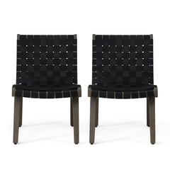 Lounge Chair With Stunning Rope Weave Design, Set of 2 - Black