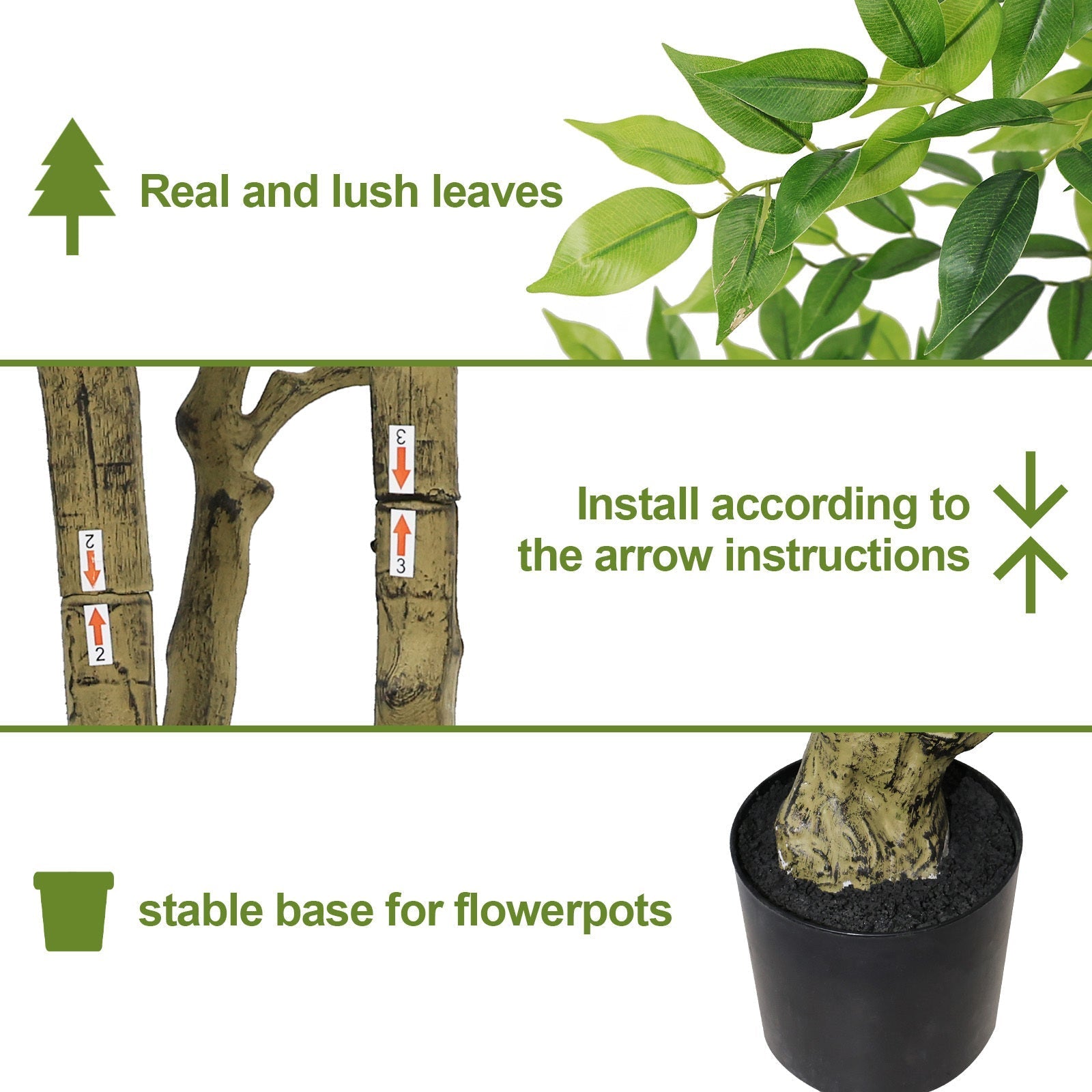 7FT Artificial Banyan Tree Realistic Silk Leaves