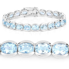 44.00 Carat Genuine Blue Topaz .925 Sterling Silver Bracelet