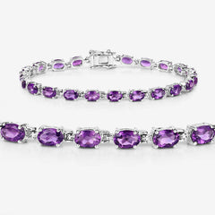 7.98 Carat Genuine Amethyst .925 Sterling Silver Bracelet