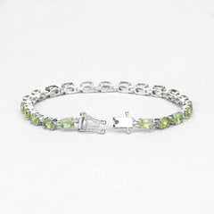 8.61 Carat Genuine Peridot .925 Sterling Silver Bracelet