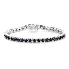 8.36 Carat Genuine Blue Sapphire .925 Sterling Silver Bracelet