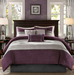 7 Piece Purple Faux Suede Comforter Set Full