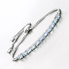2.20 Carat Genuine Aquamarine .925 Sterling Silver Bracelet