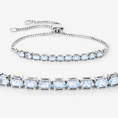2.20 Carat Genuine Aquamarine .925 Sterling Silver Bracelet