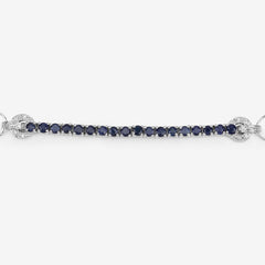 2.41 Carat Genuine Blue Sapphire and White Zircon .925 Sterling Silver Bracelet