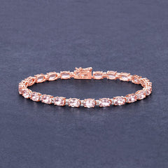 8.95 Carat Genuine Morganite and White Diamond 14K Rose Gold Bracelet