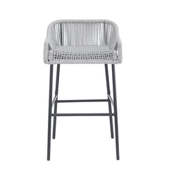 La Push Outdoor Patio Light Gray Rope Bar Stool, Set of 2