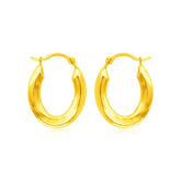 14k Yellow Gold Polished Oval Hoop Earrings