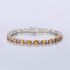 12.33 Carat Genuine Orange Sapphire and White Diamond 14K White Gold Bracelet