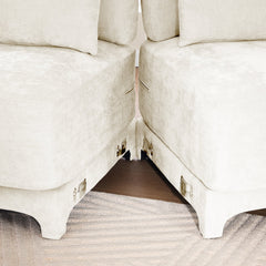 Elegant Four-Seater Sofa with Movable Ottoman and Lumbar Pillow