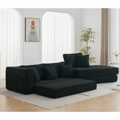 Folding Convertible Out Sleeper Sofa Bed 3-Seat Black