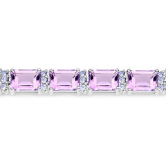 19.19 Carat Genuine Amethyst and Tanzanite .925 Sterling Silver Bracelet