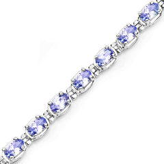 6.00 Carat Genuine Tanzanite .925 Sterling Silver Bracelet
