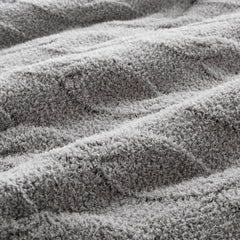 3 Pieces Full/Queen Cable Knit Chenille Comforter Set Gray