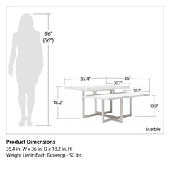 Brielle - Coffee Table, 2 Tiered Design - White Marble
