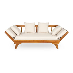 Outdoor Patio Daybed Sofa, 3-Seat Sofa with Foldable Arm & Removable Cushions