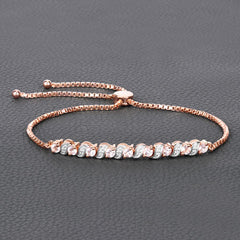 0.89 Carat Genuine Morganite and White Topaz .925 Sterling Silver Bracelet