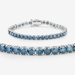 14.33 Carat Genuine Blue Diamond 14K White Gold Bracelet