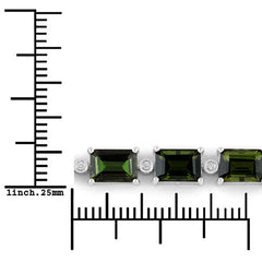 19.04 Carat Genuine Green Tourmaline and White Diamond 14K White Gold Bracelet