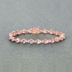 7.56 Carat Genuine Morganite and White Diamond 14K Rose Gold Bracelet