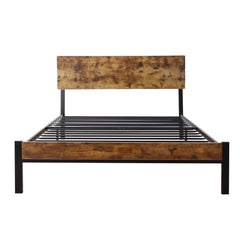 Modern Twin Size Metal Bed Frame Sturdy System Metal & Wood - Black