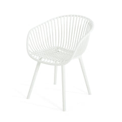 Modern Mykonos Outdoor Dining Chairs Set of 2 with Weather-Resistant White Plastic Resin