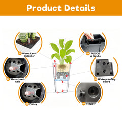 Faux Rattan Tall Planters Set with Water Level Monitor and Automatic Watering
