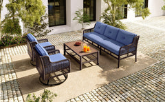 GO 4 Pieces Patio Furniture Set with Swivel Chairs Outdoor Wicker Sofas